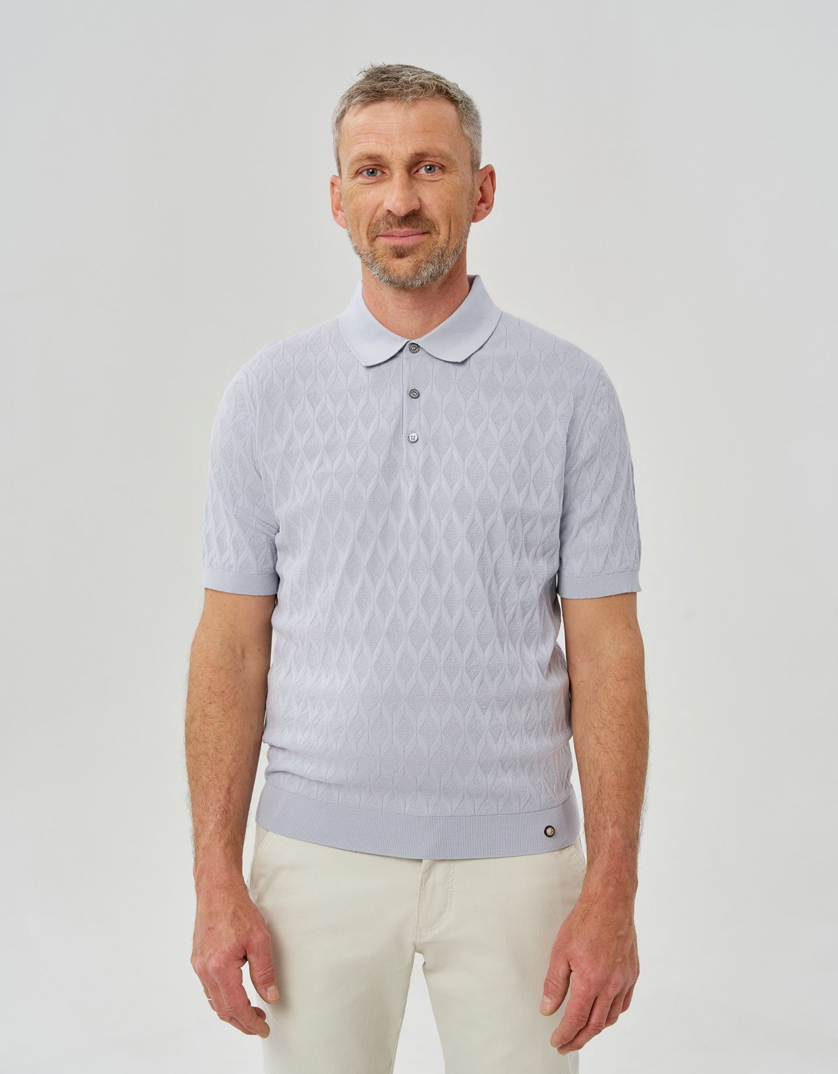 Поло мужское голубое вязаное на пуговицах Gratude | купить в интернет-магазине Olymp-Men