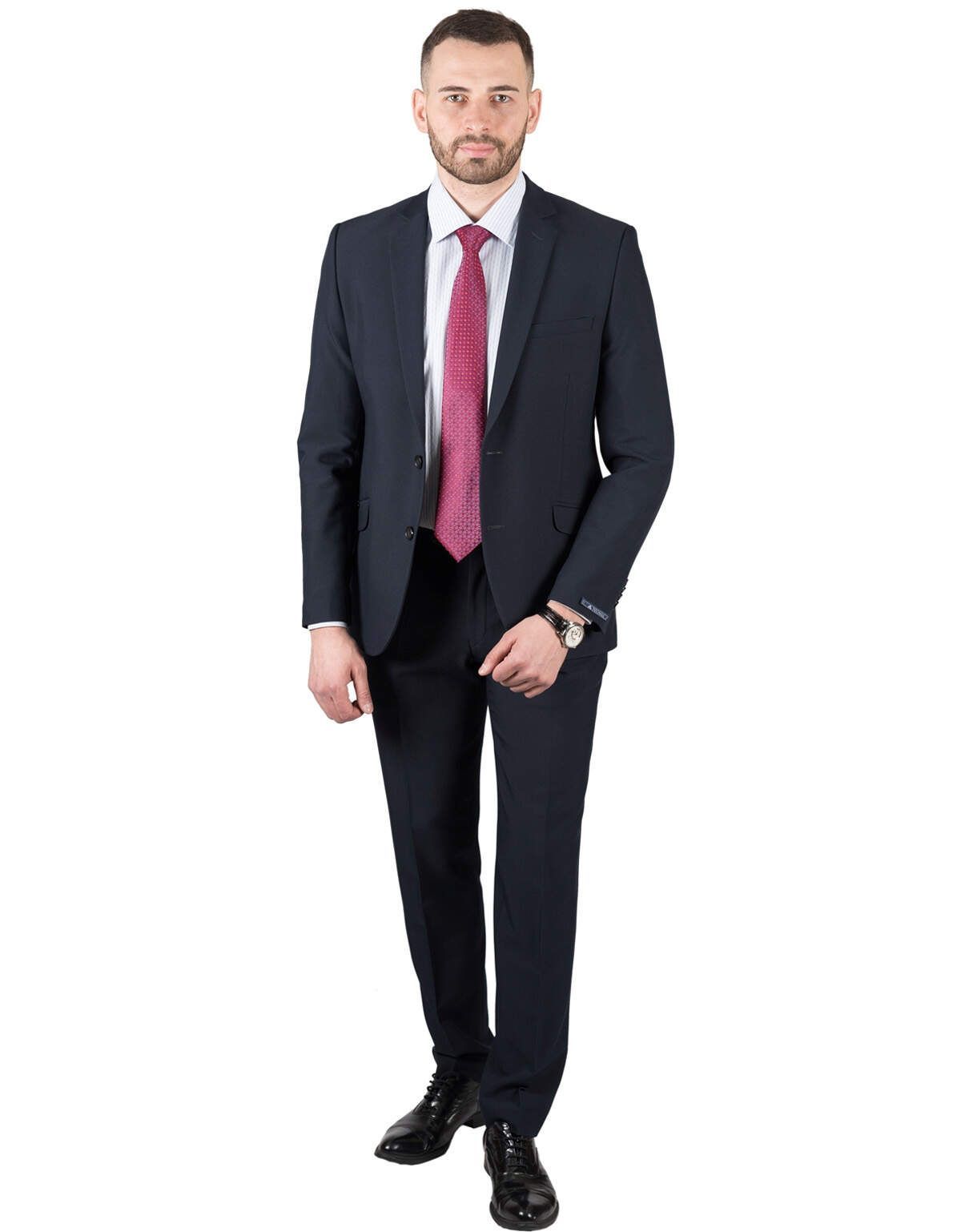 Мужской чёрный костюм Nowal, приталенный | купить в интернет-магазине Olymp-Men