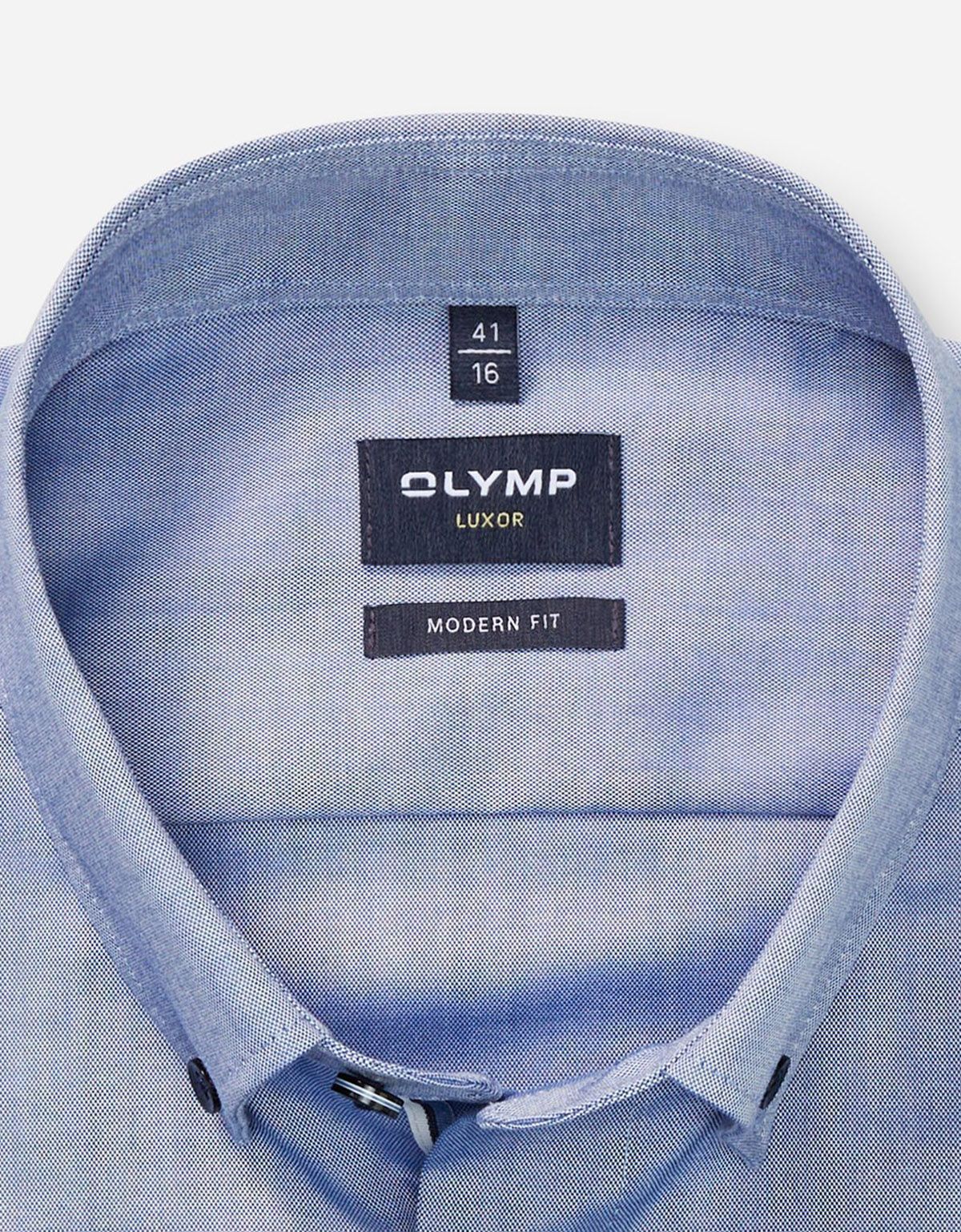 Рубашка мужская с синими пуговицами OLYMP Luxor, modern fit | купить в интернет-магазине Olymp-Men