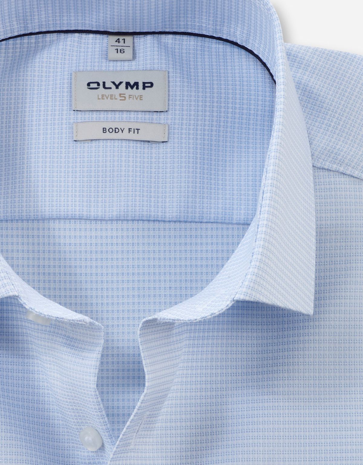 Рубашка голубая классическая в клетку Olymp, body fit | купить в интернет-магазине Olymp-Men