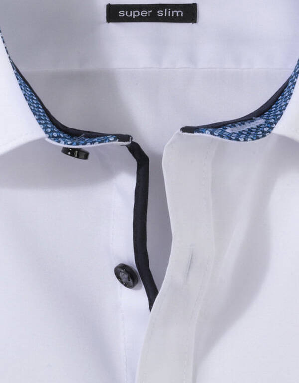 Сорочка белая с синими пуговицами OLYMP №6, супер слим | купить в интернет-магазине Olymp-Men