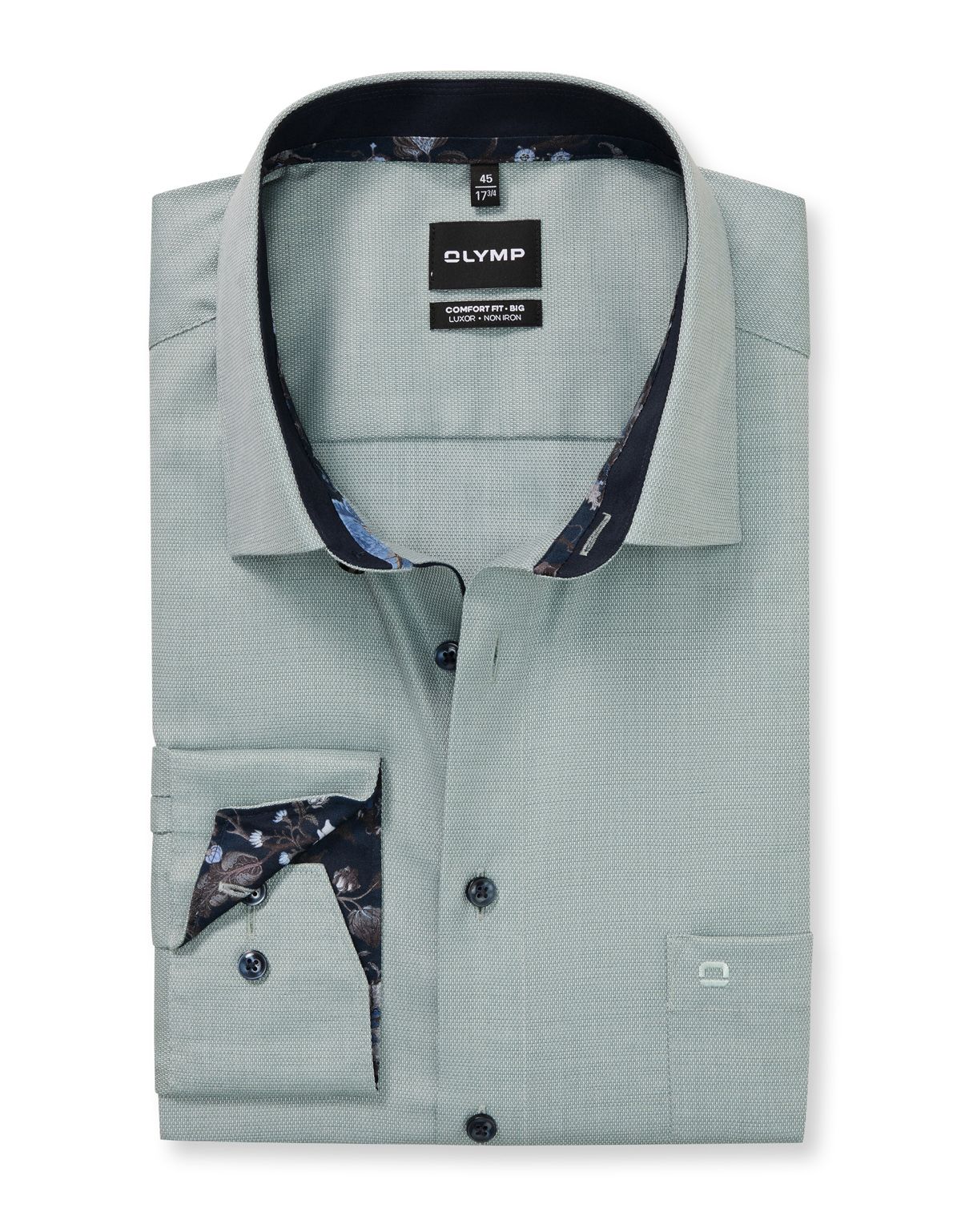 Рубашка классическая зелёная Olymp Luxor Big, прямой крой[ЗЕЛЁНЫЙ]