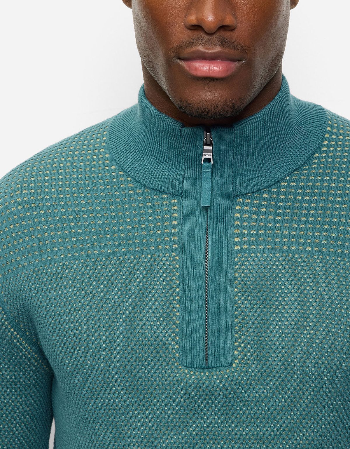 Свитер зелёный хлопковый с воротником на молнии Olymp | купить в интернет-магазине Olymp-Men