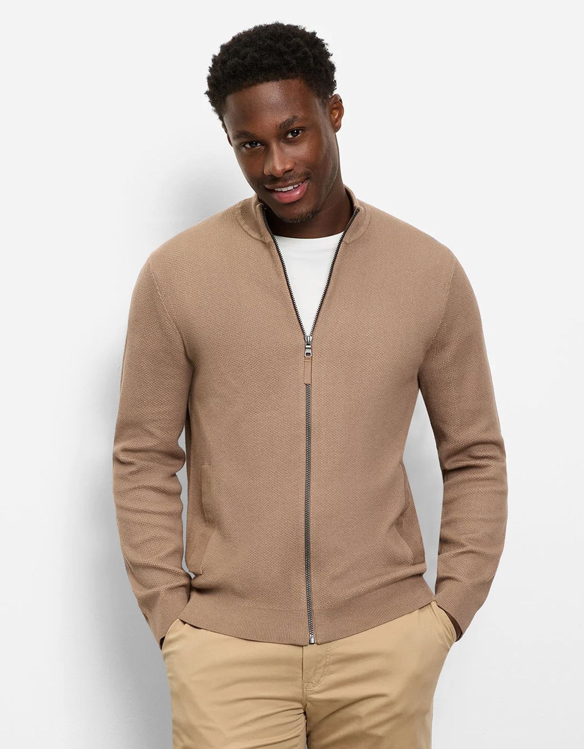 Кардиган бежевый мужской на молнии Olymp[БЕЖЕВЫЙ]
