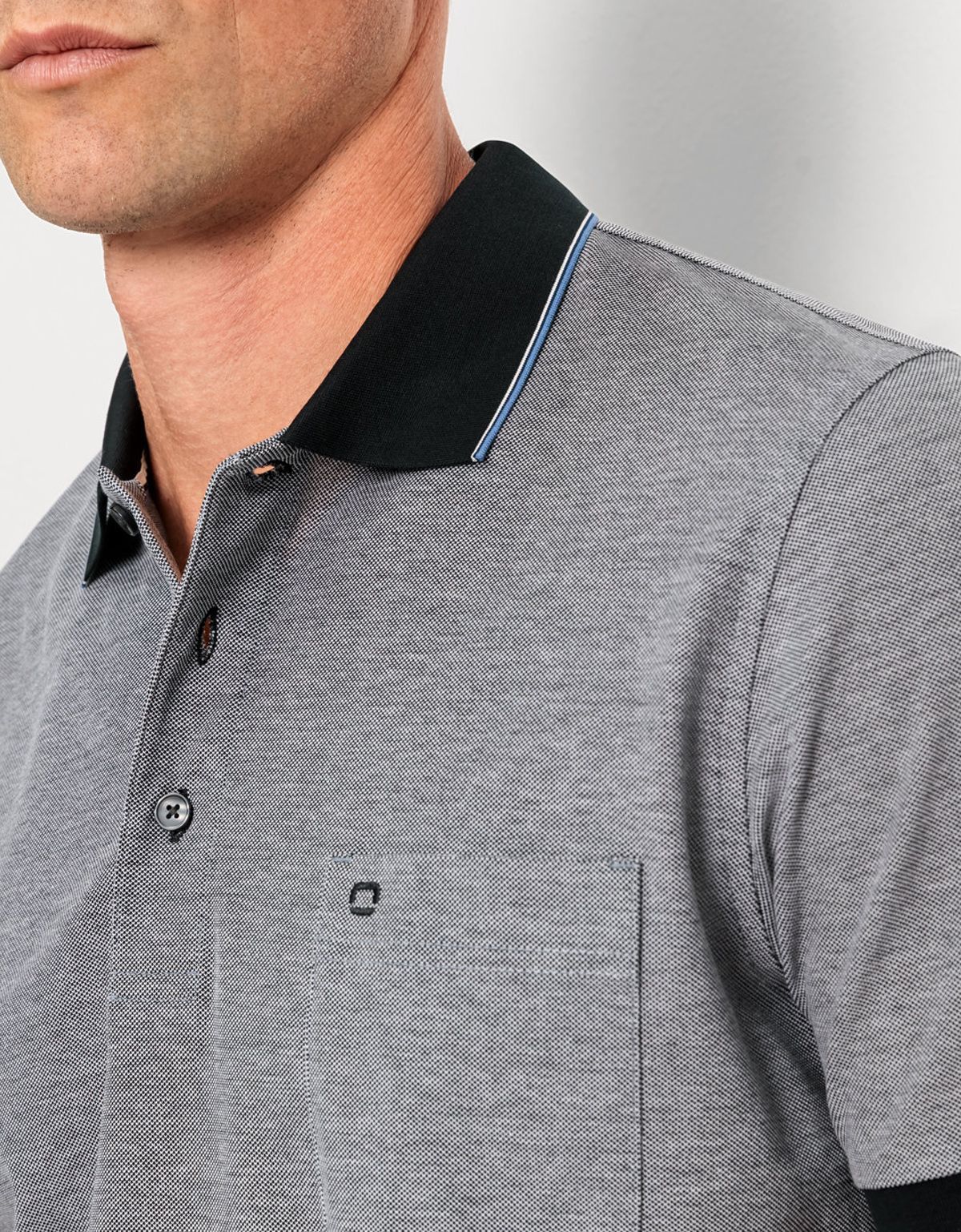 Поло мужское Olymp, с чёрным воротником на пуговицах | купить в интернет-магазине Olymp-Men