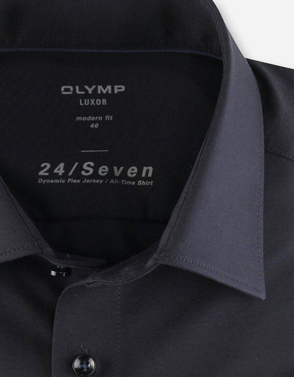 Синяя трикотажная рубашка Olymp 24/7, modern fit | купить в интернет-магазине Olymp-Men