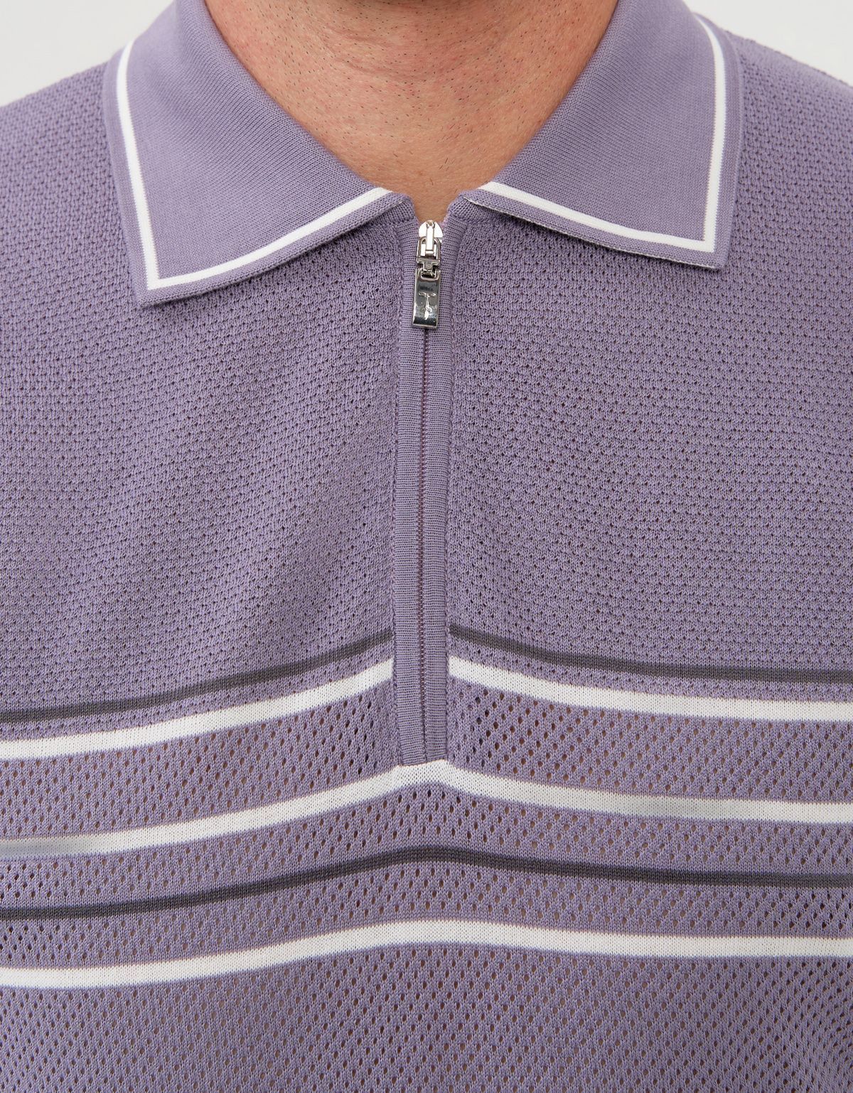 Поло мужское фиолетовое в полоску на молнии Gratude | купить в интернет-магазине Olymp-Men
