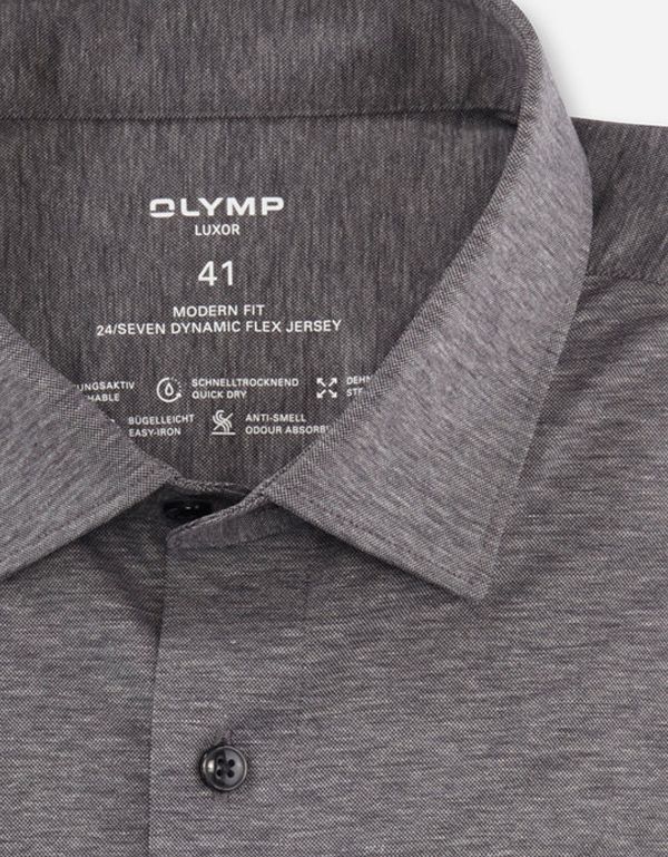 Рубашка серая трикотажная OLYMP Luxor 24/7, modern fit, на рост выше 186 | купить в интернет-магазине Olymp-Men