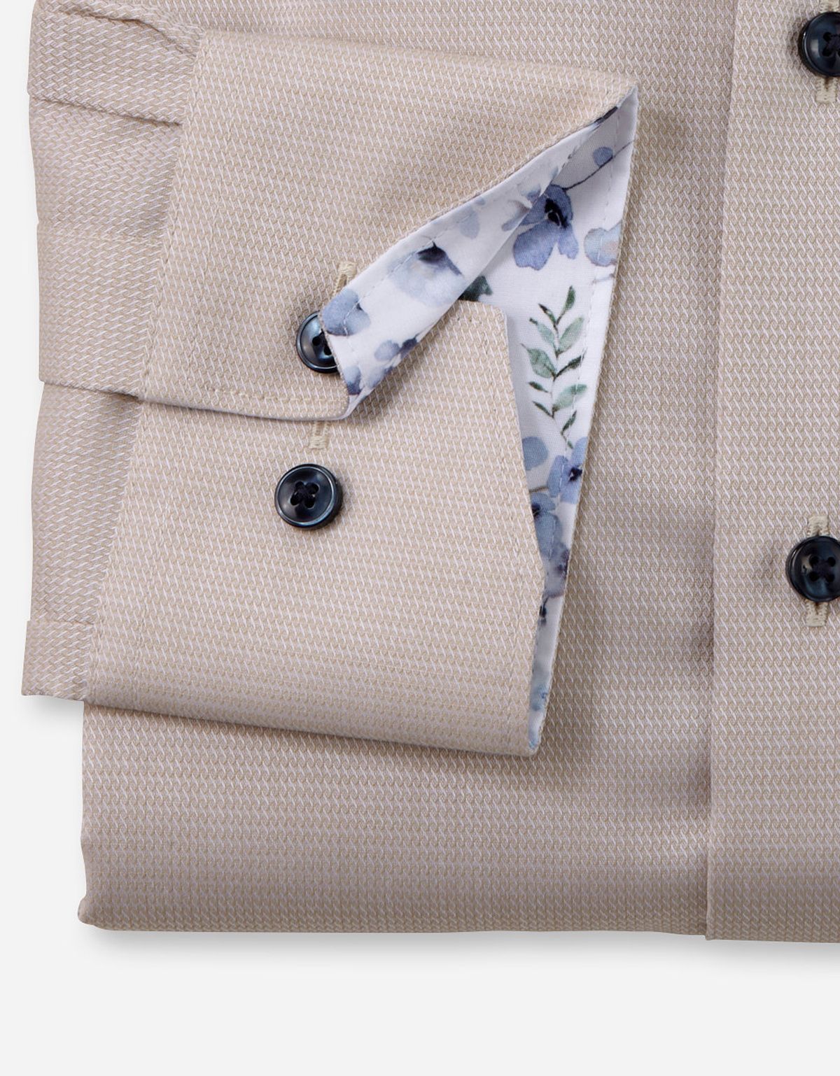 Рубашка бежевая классическая фактурная OLYMP Luxor, modern fit | купить в интернет-магазине Olymp-Men