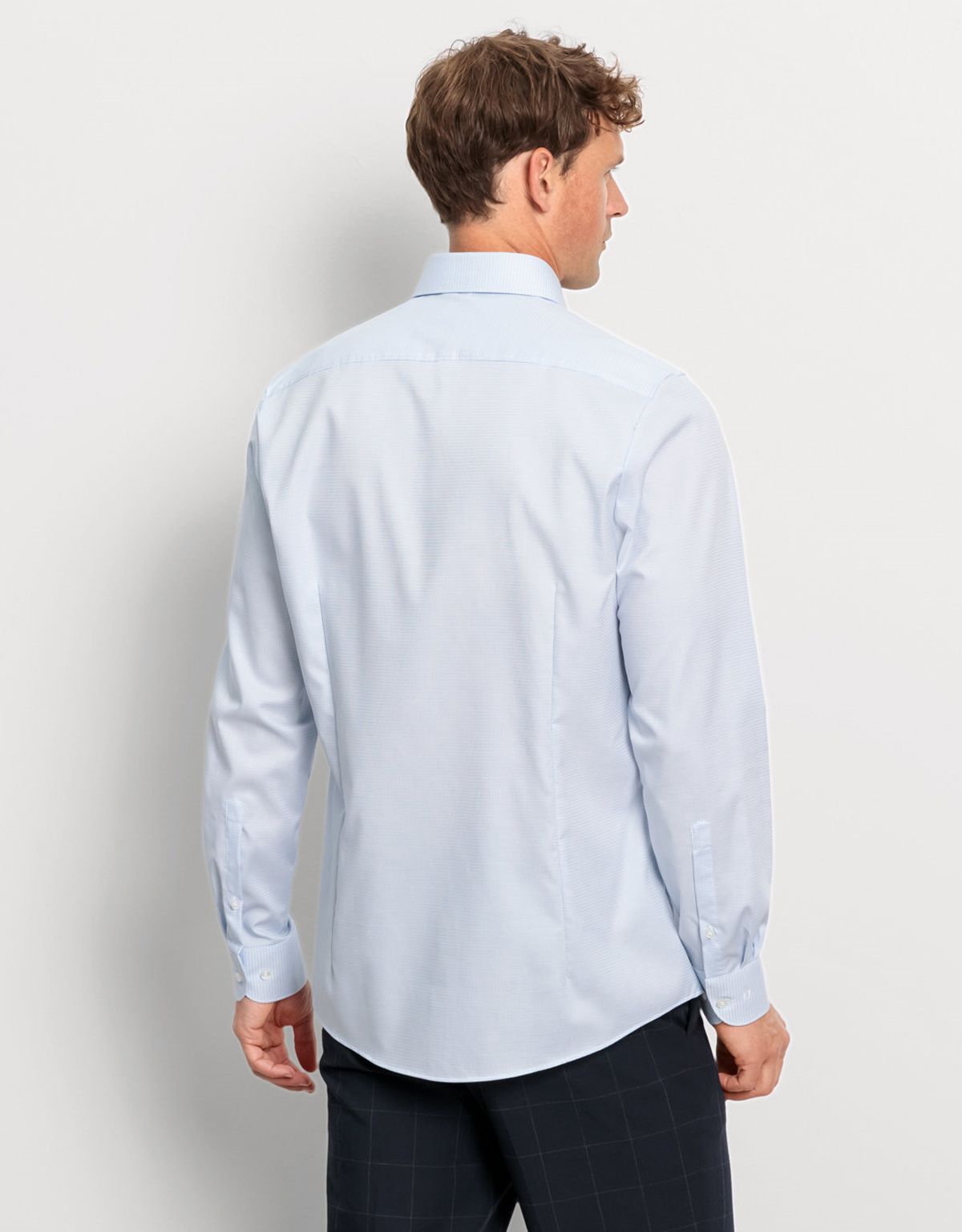 Рубашка голубая классическая в клетку Olymp, body fit | купить в интернет-магазине Olymp-Men