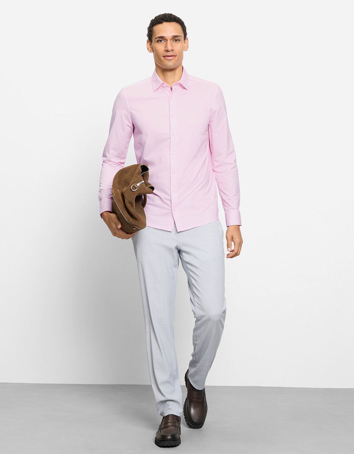 Рубашка трикотажная розовая клетка Olymp, body fit | купить в интернет-магазине Olymp-Men