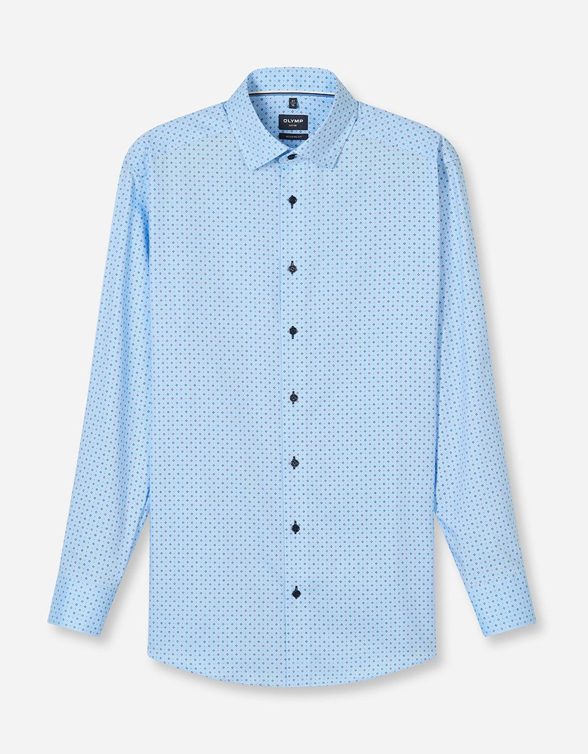 Рубашка голубая с принтом OLYMP Luxor полуприлегающая | купить в интернет-магазине Olymp-Men