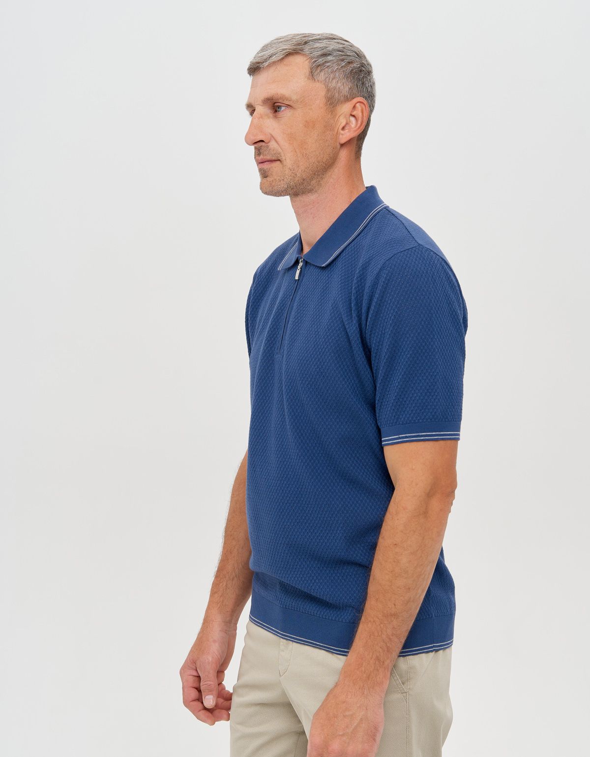 Поло синее мужское на молнии Gratude | купить в интернет-магазине Olymp-Men