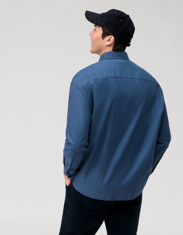 Рубашка фланелевая мужская темно-синяя OLYMP Casual | купить в интернет-магазине Olymp-Men