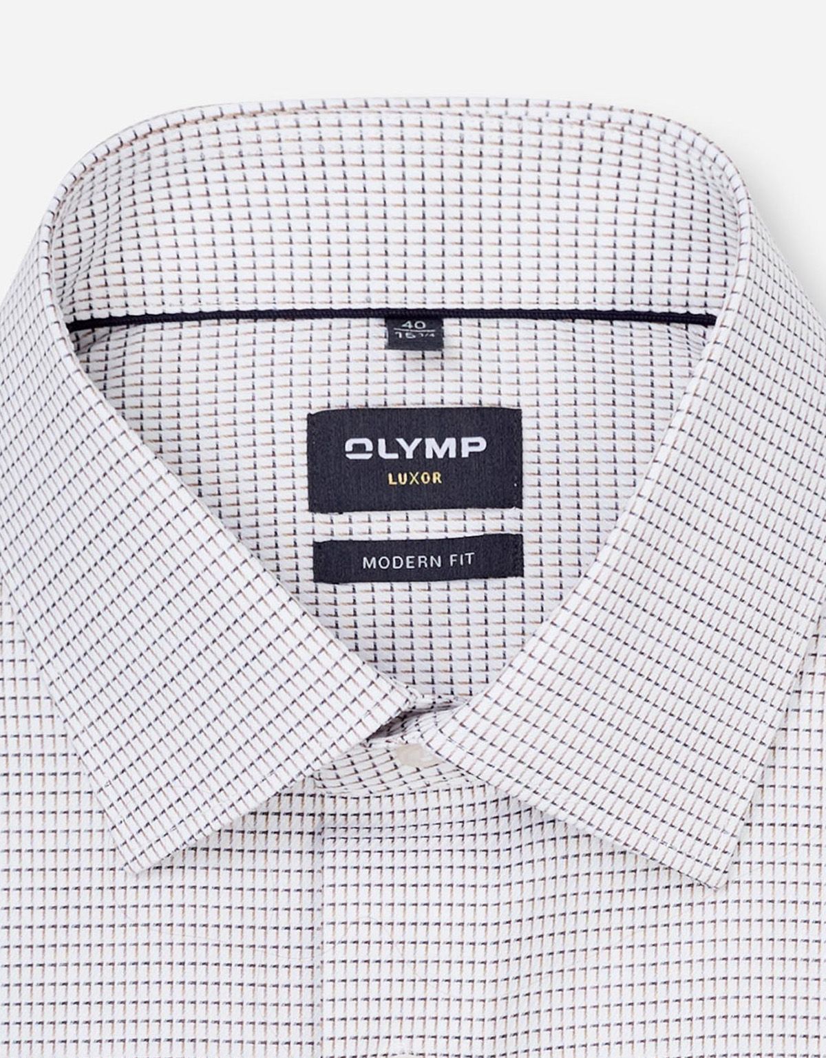 Рубашка с бежевым принтом Olymp, модерн фит