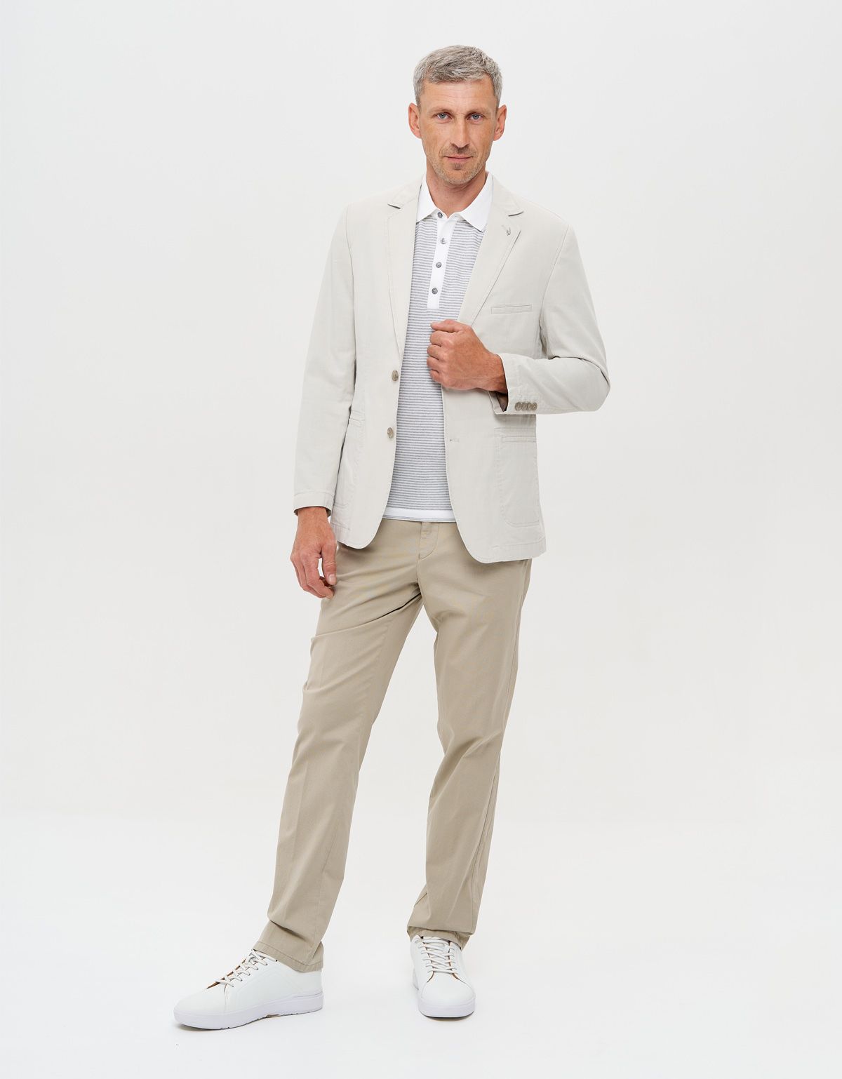 Поло мужское в серую полоску на пуговицах Gtatude | купить в интернет-магазине Olymp-Men