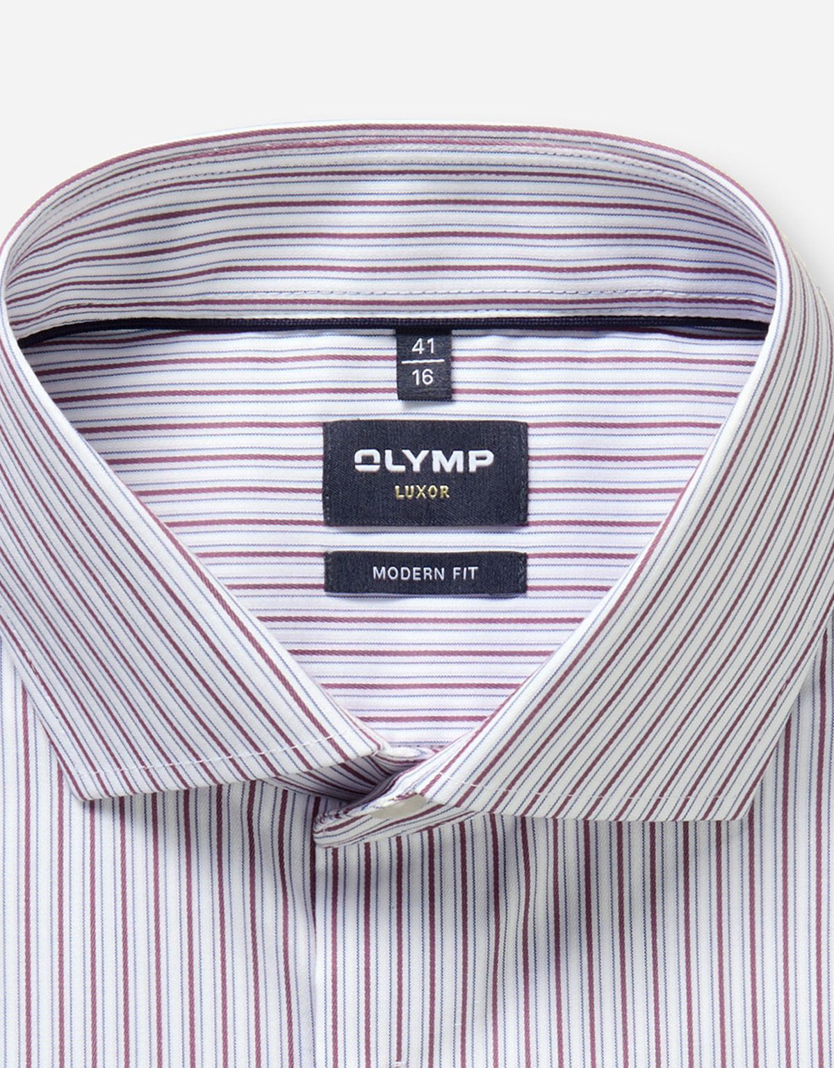 Рубашка классическая в бордовую полоску OLYMP Luxor, полуприлегающая | купить в интернет-магазине Olymp-Men