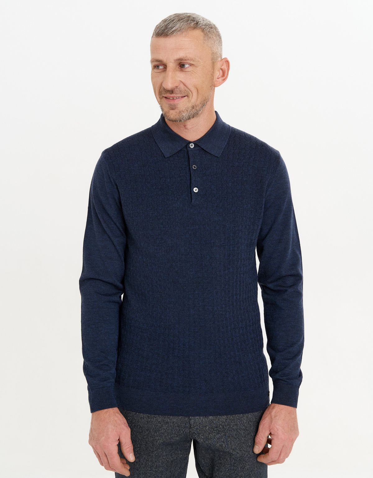 Поло с длинным рукавом вязаное Gratude на пуговицах | купить в интернет-магазине Olymp-Men