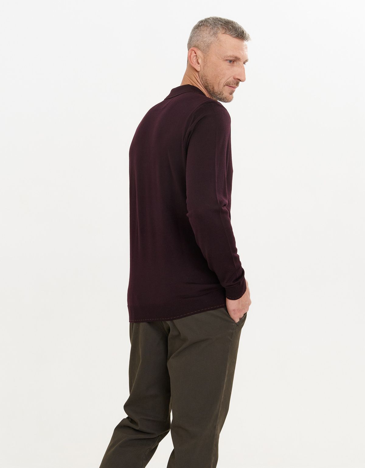 Поло бордовое с длинным рукавом Gratude на молнии | купить в интернет-магазине Olymp-Men