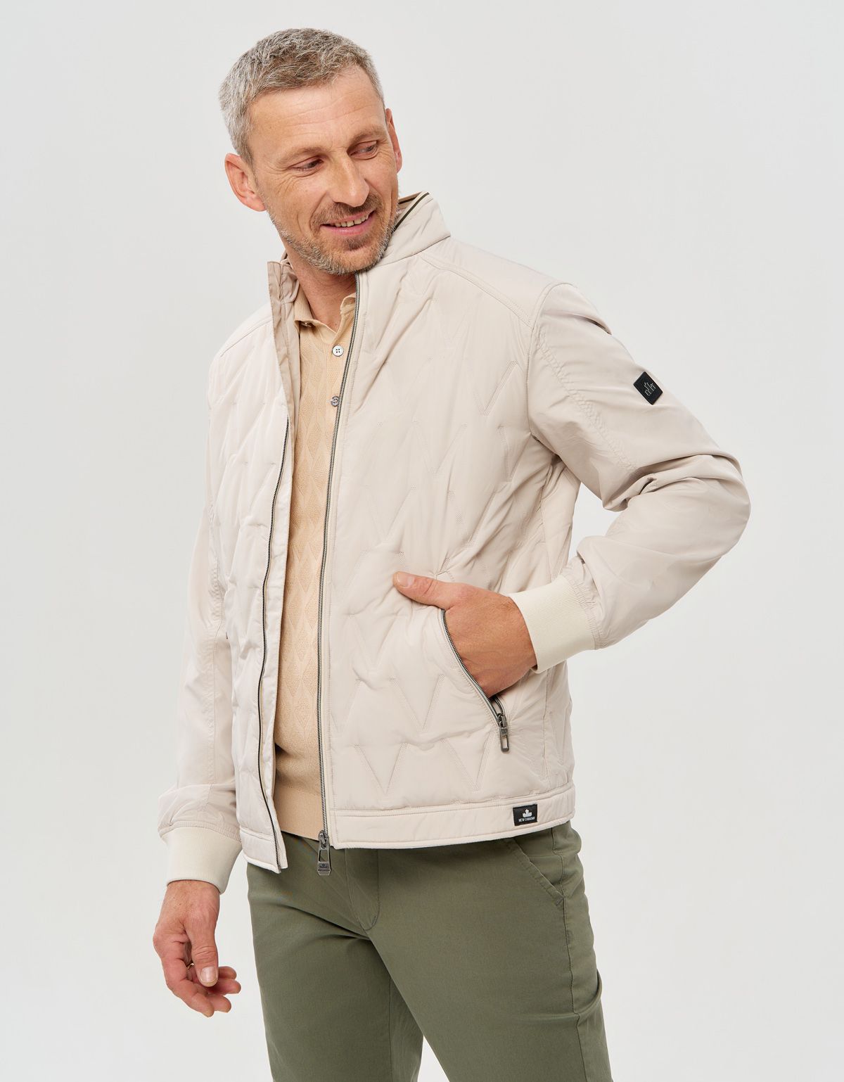 Поло мужское бежевое вязаное на пуговицах Gratude | купить в интернет-магазине Olymp-Men