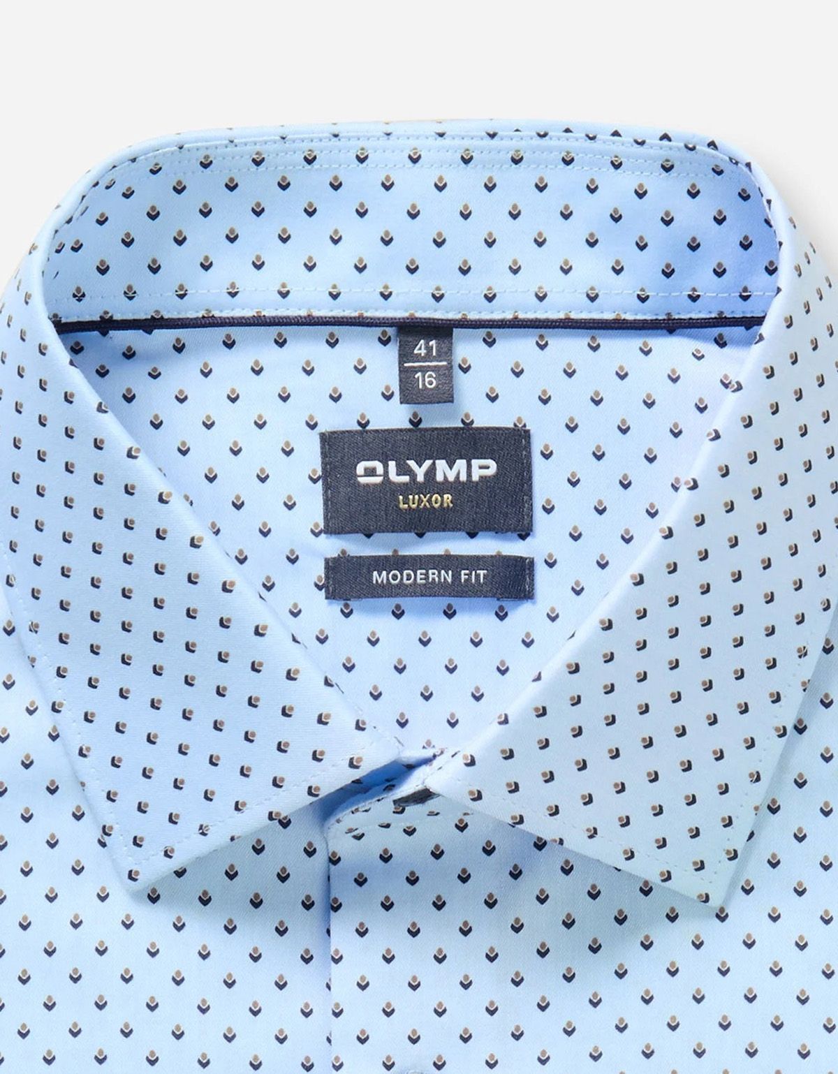Рубашка голубая с принтом OLYMP Luxor полуприлегающая | купить в интернет-магазине Olymp-Men