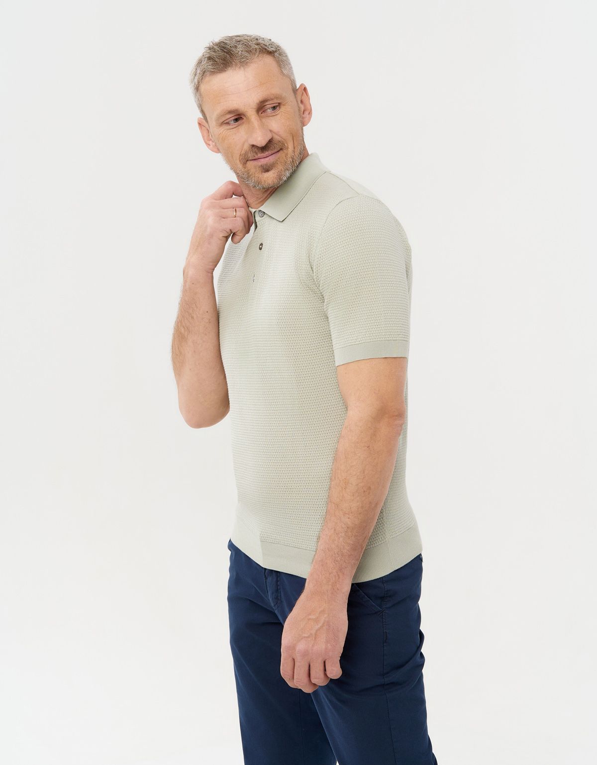 Поло мужское вязаное зелёное на пуговицах Gratude | купить в интернет-магазине Olymp-Men