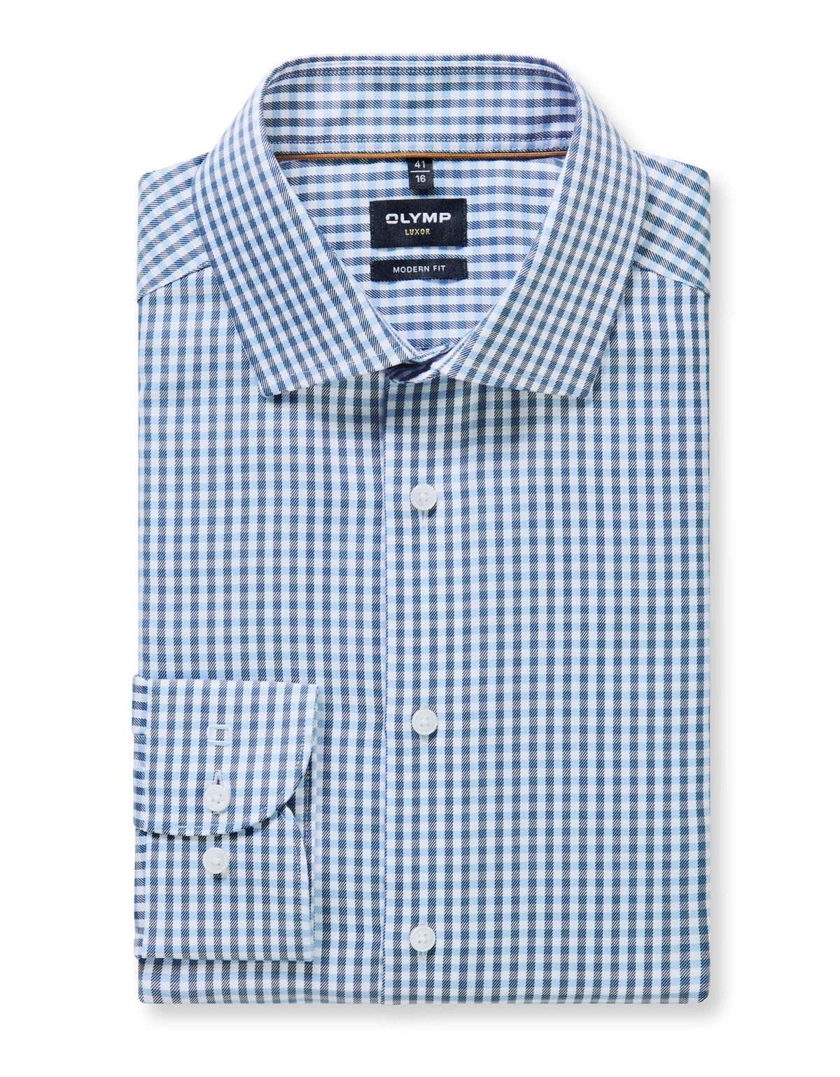 Рубашка в клетку OLYMP Luxor полуприлегающая[СИНИЙ]