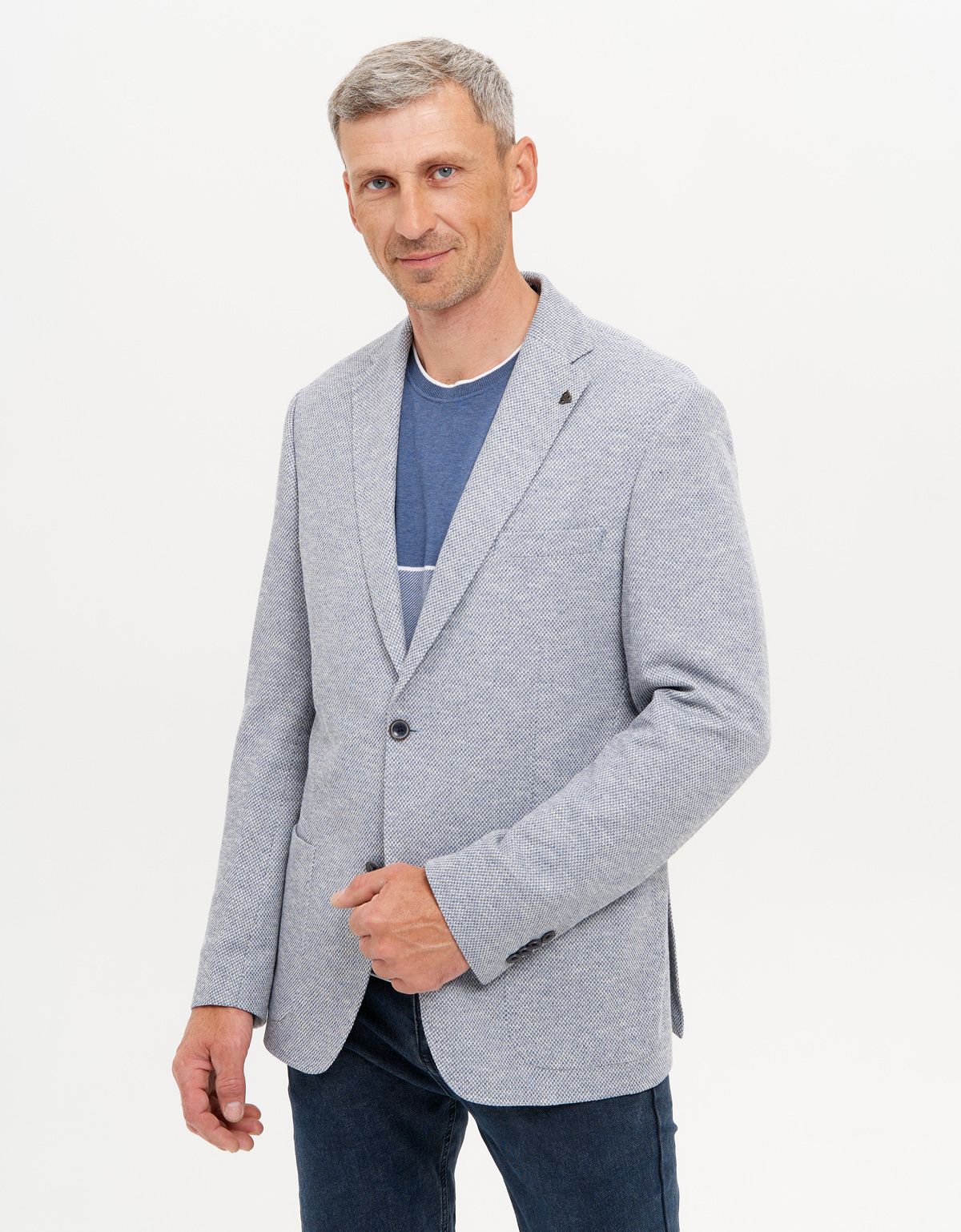 Пиджак трикотажный Roy Robson голубой меланж | купить в интернет-магазине Olymp-Men