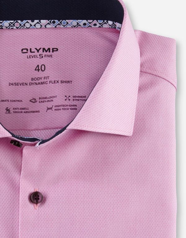 Рубашка мужская однотонная OLYMP 24/7, климат-контроль, body fit