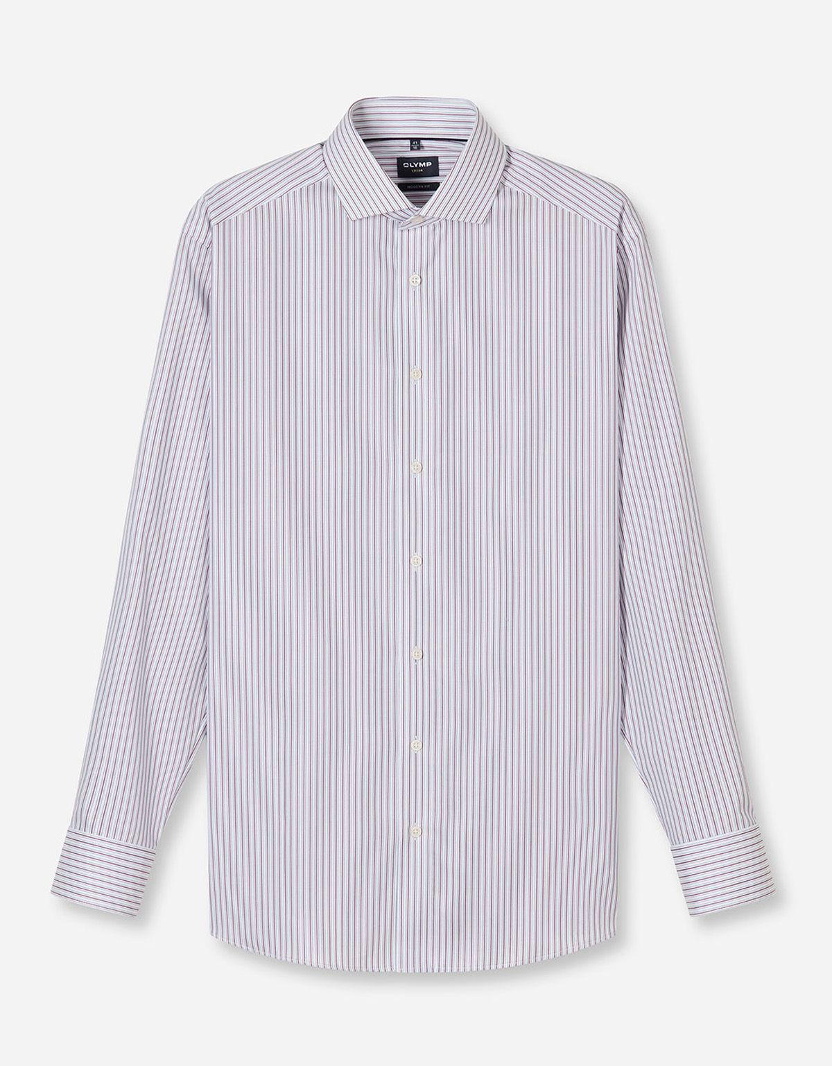 Рубашка классическая в бордовую полоску OLYMP Luxor, полуприлегающая | купить в интернет-магазине Olymp-Men