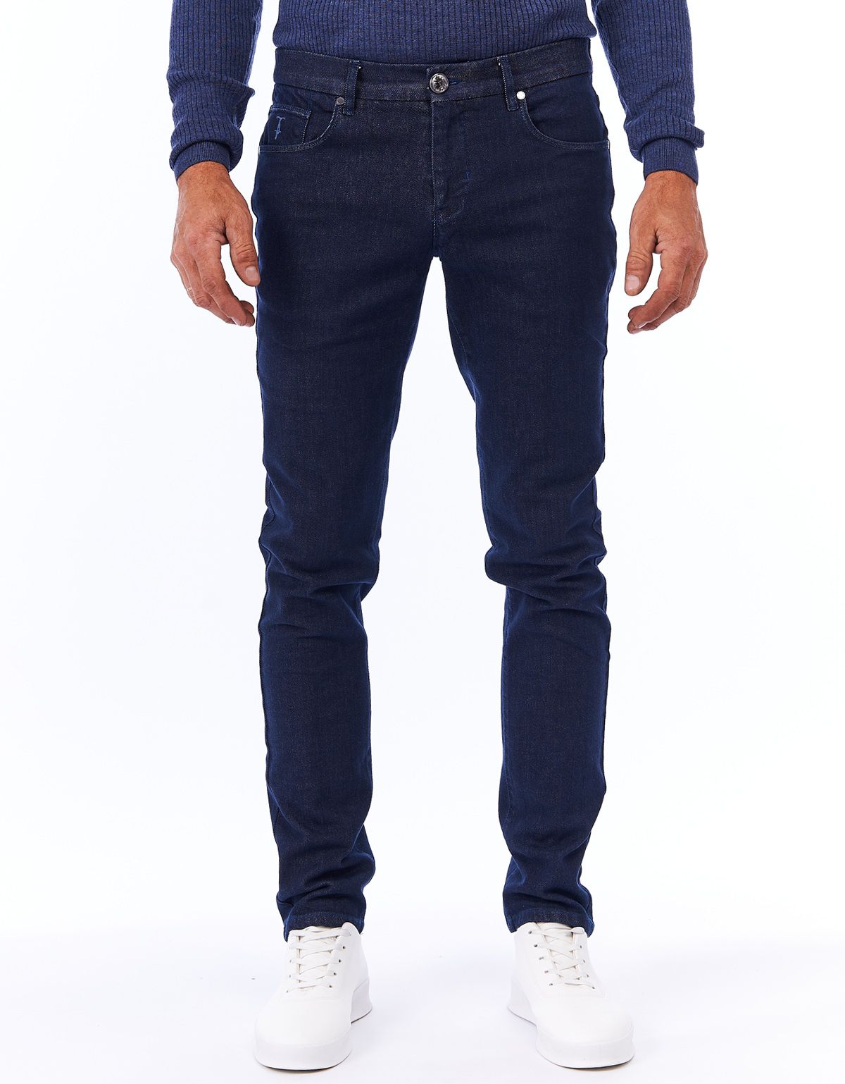 Джинсы мужские синие Gratude зауженные с поясом на резинке | купить в интернет-магазине Olymp-Men