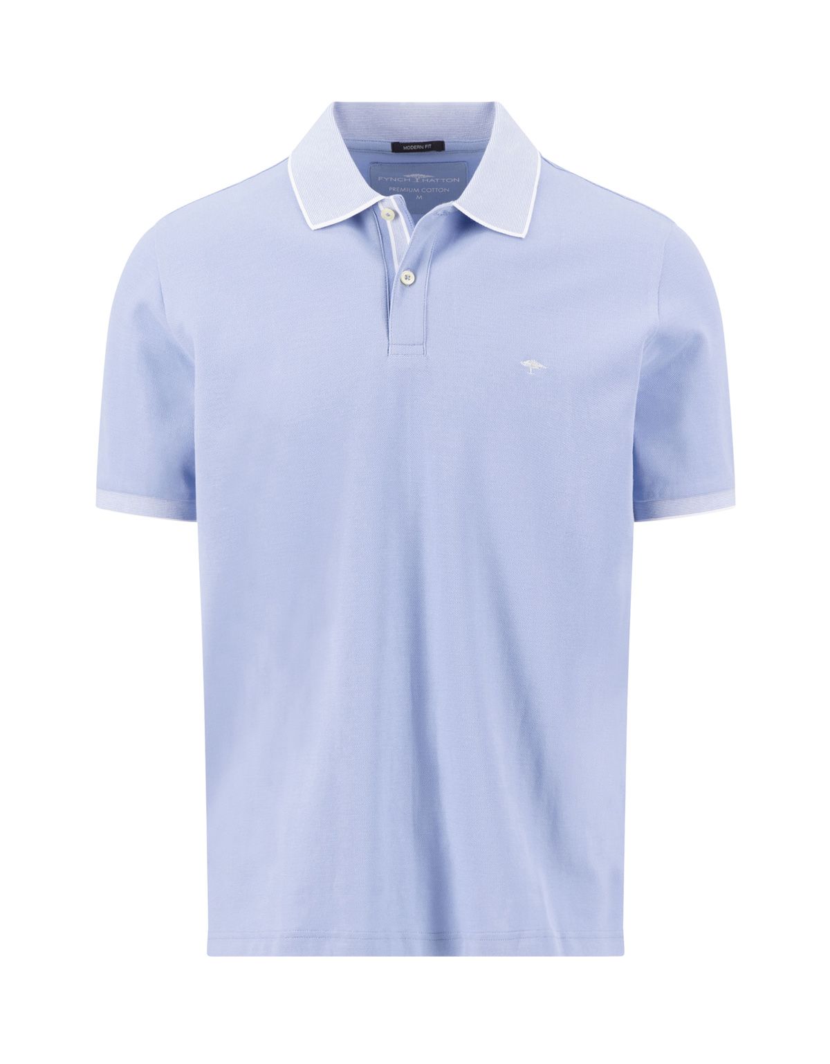 Поло мужское голубое с полосой на воротнике Fynch-Hatton | купить в интернет-магазине Olymp-Men