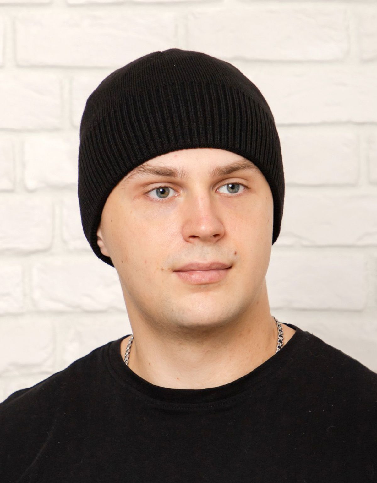 Шапка вязаная чёрная мужская Русский трикотаж | купить в интернет-магазине Olymp-Men