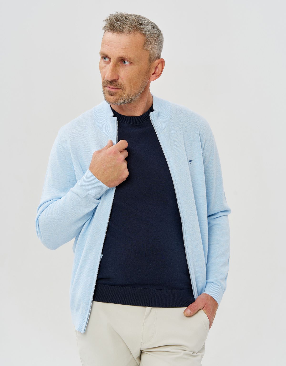 Кардиган на молнии голубой Fynch-Hatton | купить в интернет-магазине Olymp-Men