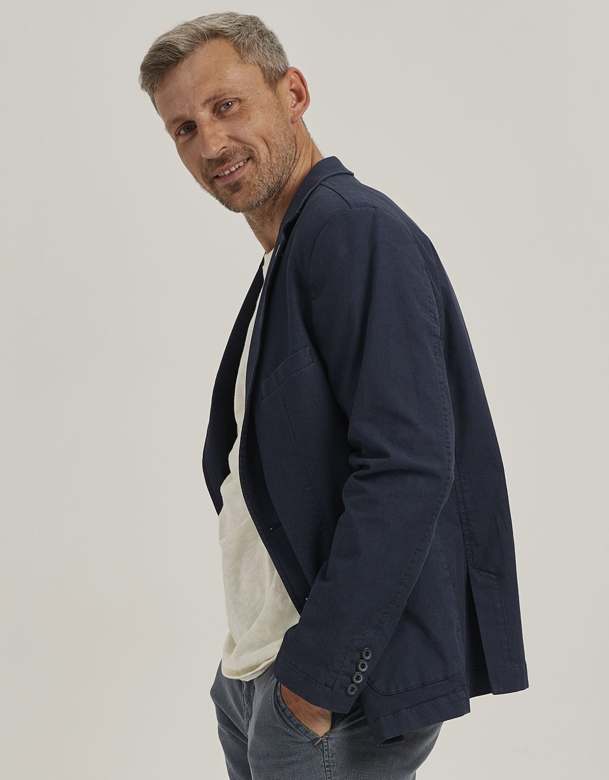 Пиджак синий мужской  w.Wegener из хлопка с 2 шлицами | купить в интернет-магазине Olymp-Men