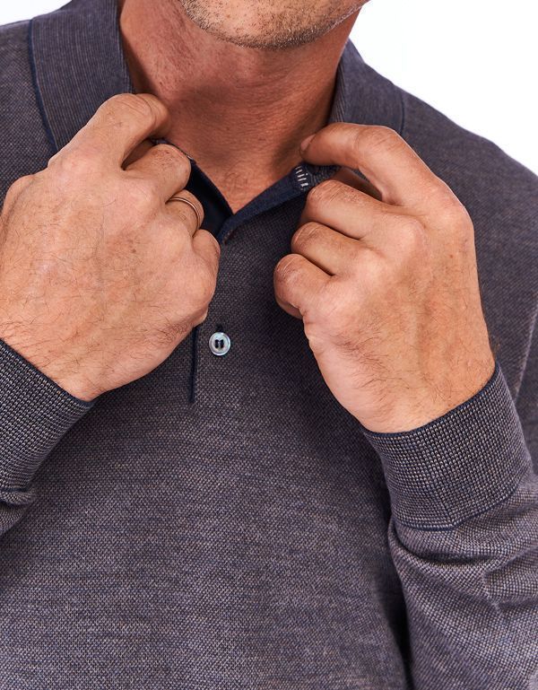 Поло мужское с длинным рукавом на пуговицах Gratude из шерсти | купить в интернет-магазине Olymp-Men