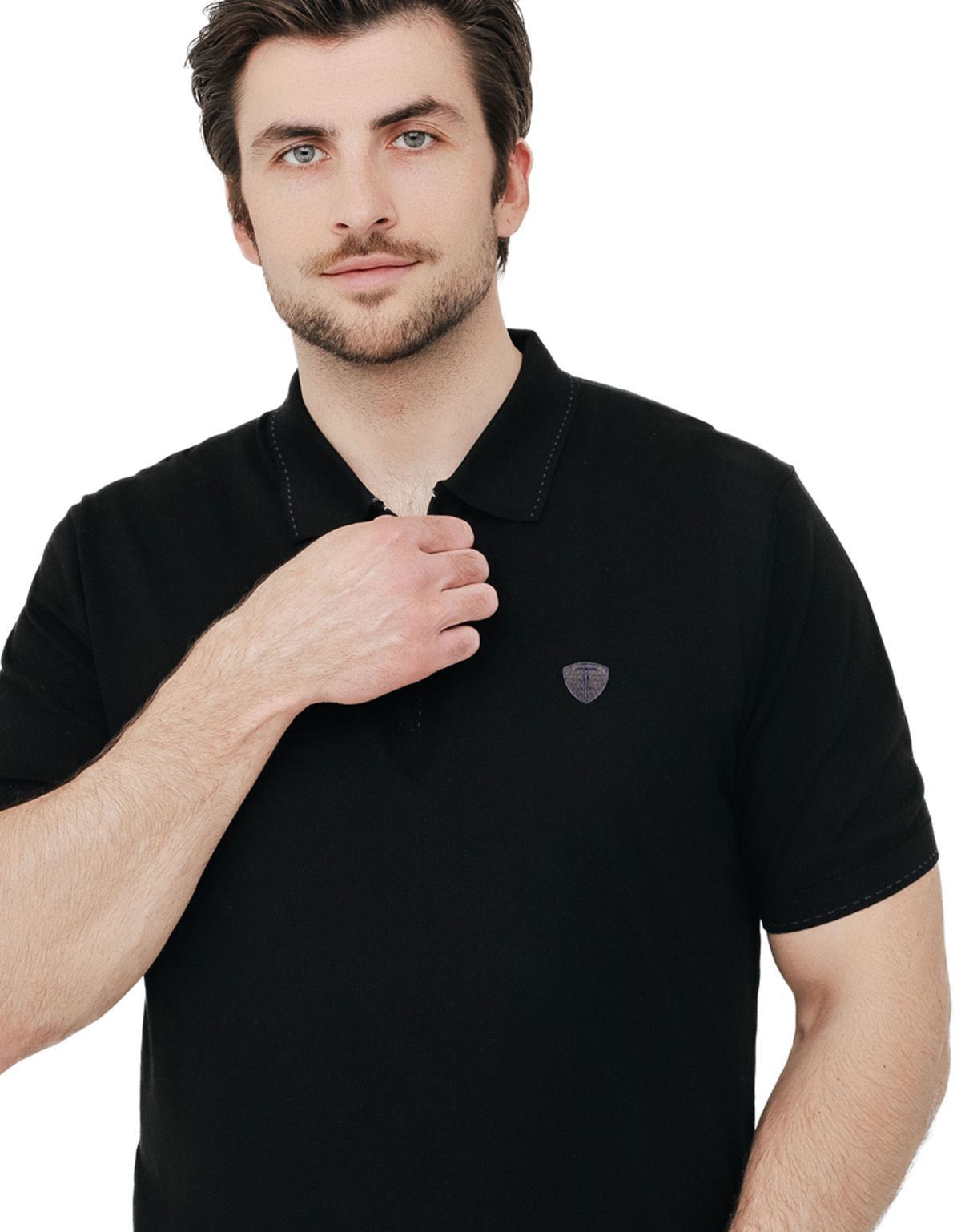 Поло мужское Gratude чёрное на молнии | купить в интернет-магазине Olymp-Men