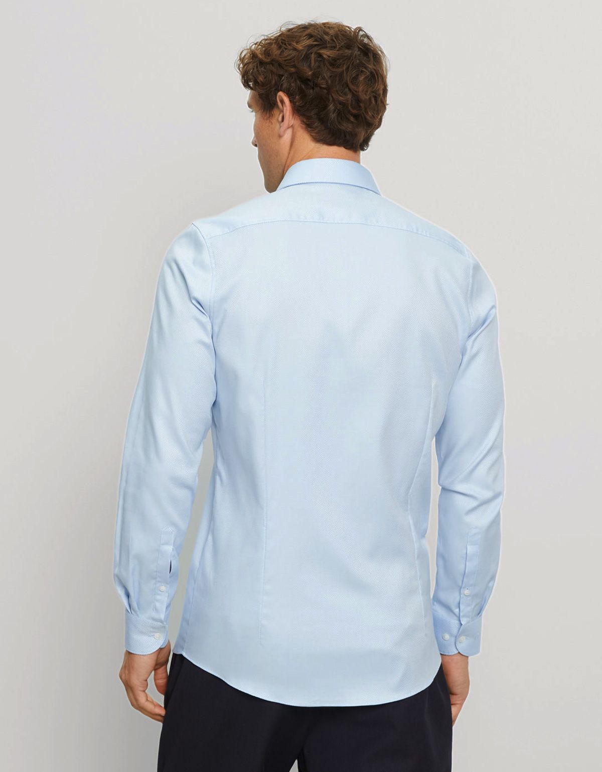 Рубашка голубая мужская приталенная OLYMP, фактурная | купить в интернет-магазине Olymp-Men