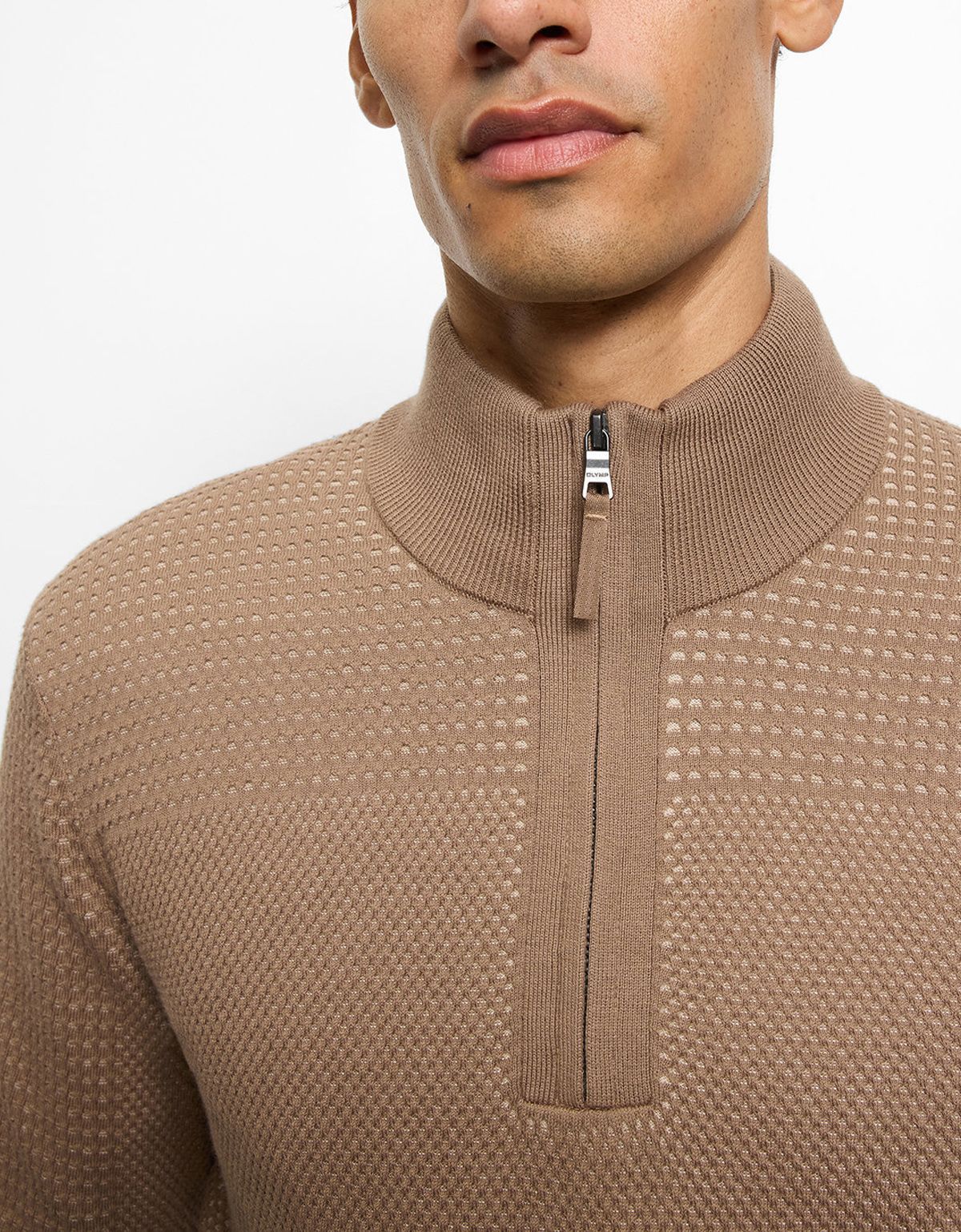 Свитер бежевый хлопковый с воротником на молнии Olymp | купить в интернет-магазине Olymp-Men