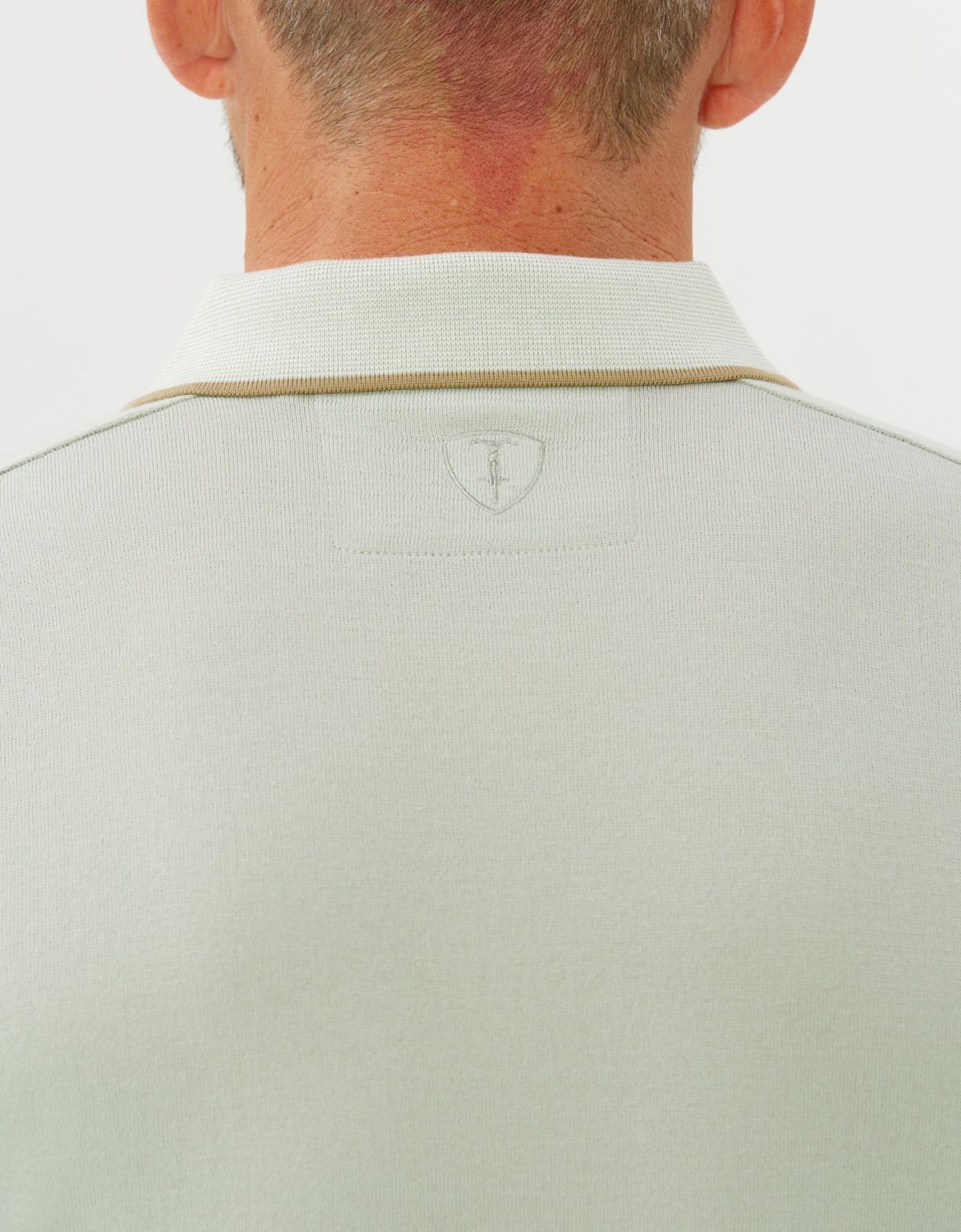 Поло зелёное мужское с полосой на воротнике Gratude | купить в интернет-магазине Olymp-Men