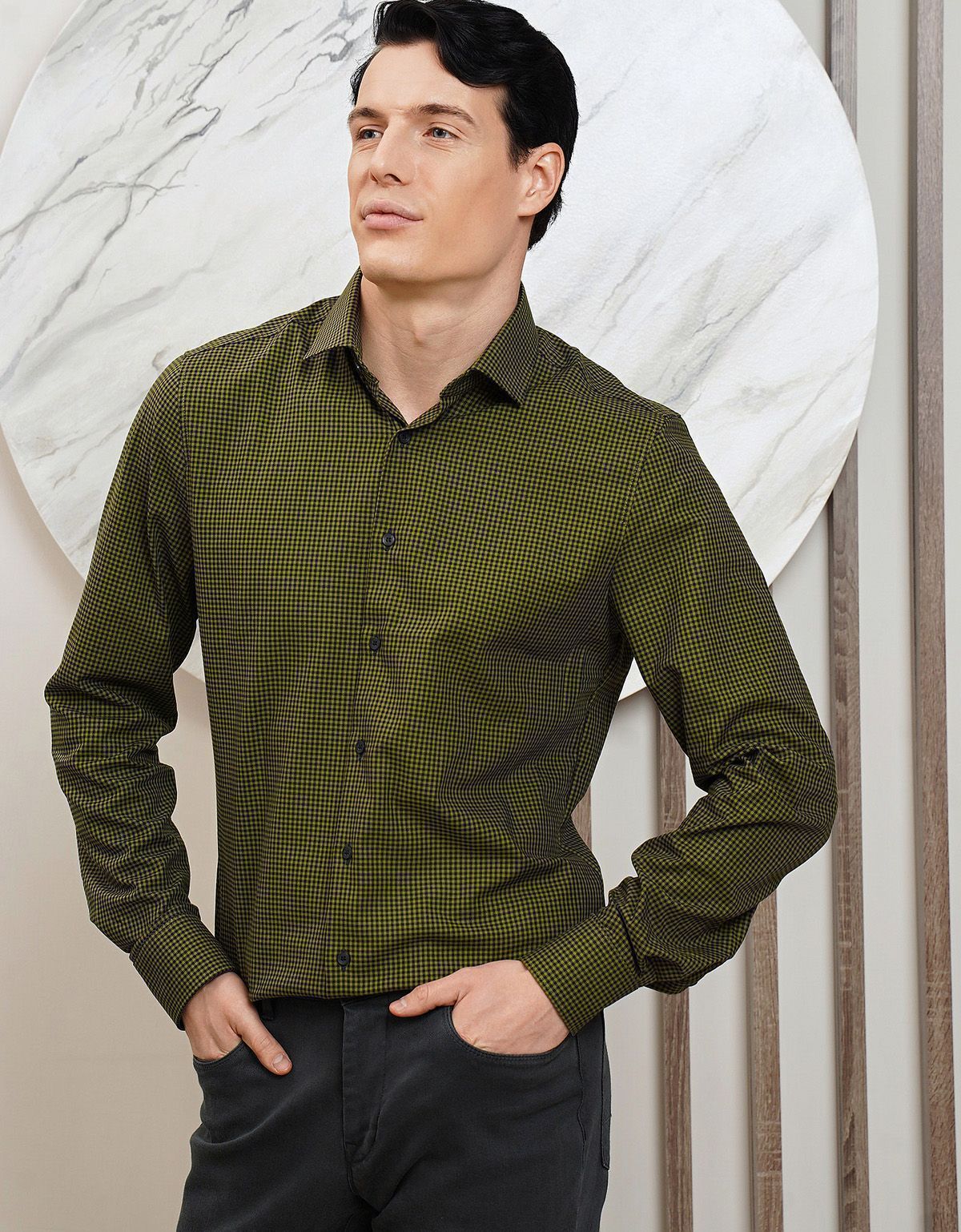 Рубашка мужская OLYMP 24/7 в клетку, body fit | купить в интернет-магазине Olymp-Men