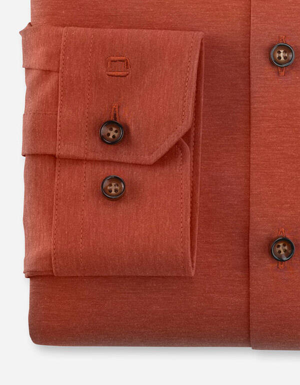 Рубашка трикотажная оранжевая мужская Olymp, супер слим, артикул 25037407