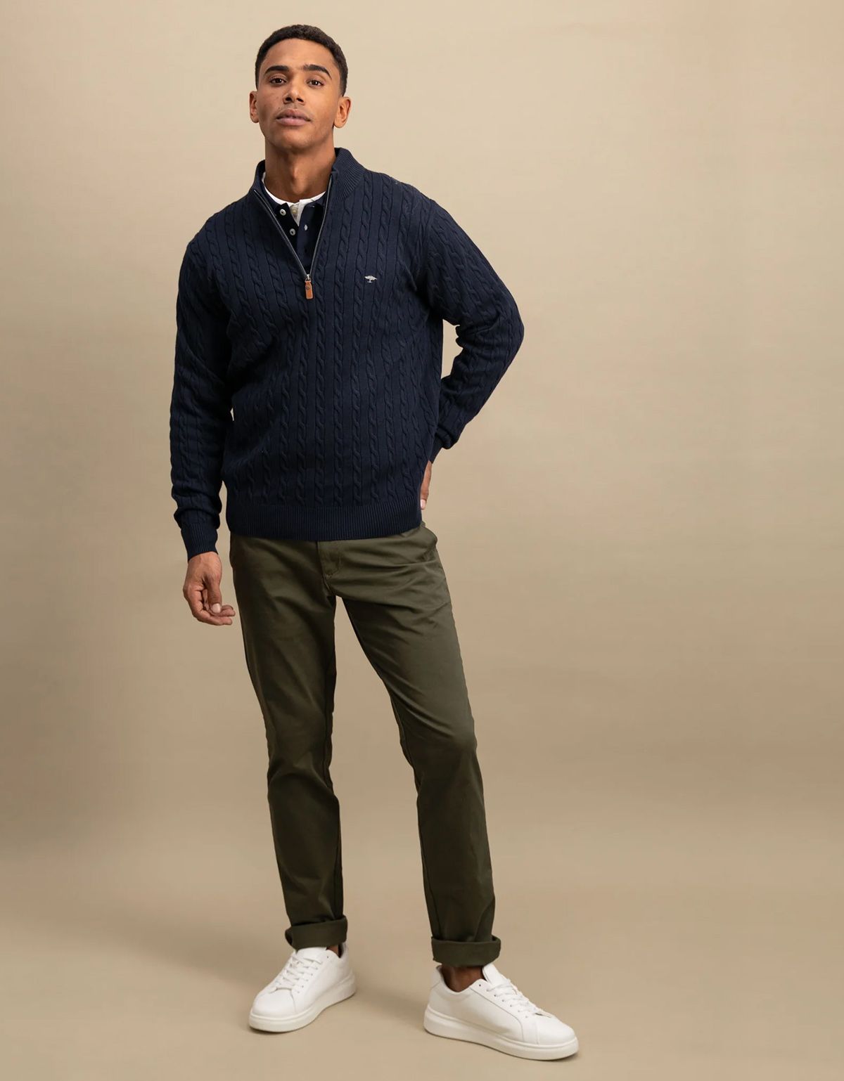 Свитер мужской на молнии вязаный с косами Fynch-Hatton | купить в интернет-магазине Olymp-Men