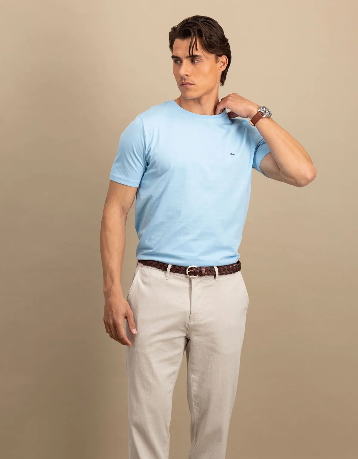 Футболка мужская голубая однотонная Fynch-Hatton | купить в интернет-магазине Olymp-Men