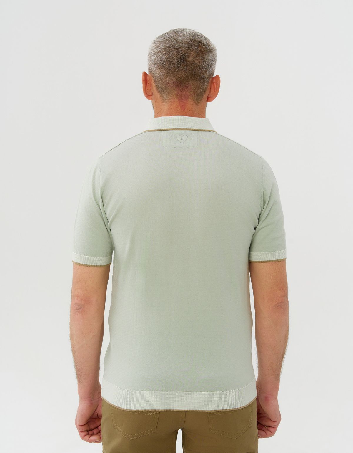 Поло зелёное мужское с полосой на воротнике Gratude | купить в интернет-магазине Olymp-Men