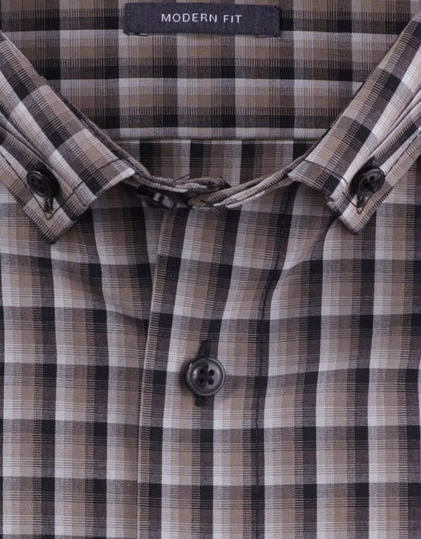 Рубашка мужская в клетку OLYMP Luxor, modern fit, пуговицы на воротнике | купить в интернет-магазине Olymp-Men