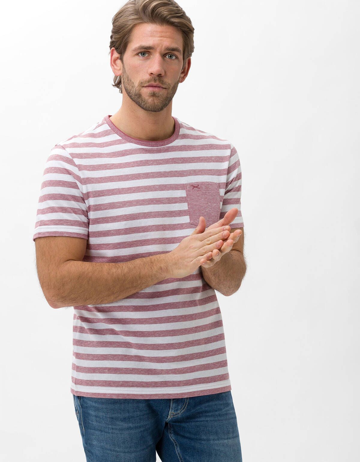 Футболка мужская Brax в красную полоску с карманом | купить в интернет-магазине Olymp-Men