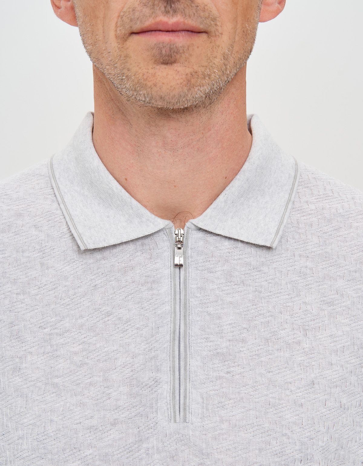 Поло серое мужское вязаное на молнии Gratude | купить в интернет-магазине Olymp-Men
