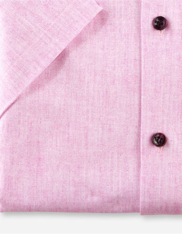 Рубашка мужская трикотажная розовая OLYMP 24/7, body fit