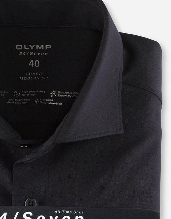 Рубашка синяя трикотажная Olymp 24/7, modern fit | купить в интернет-магазине Olymp-Men